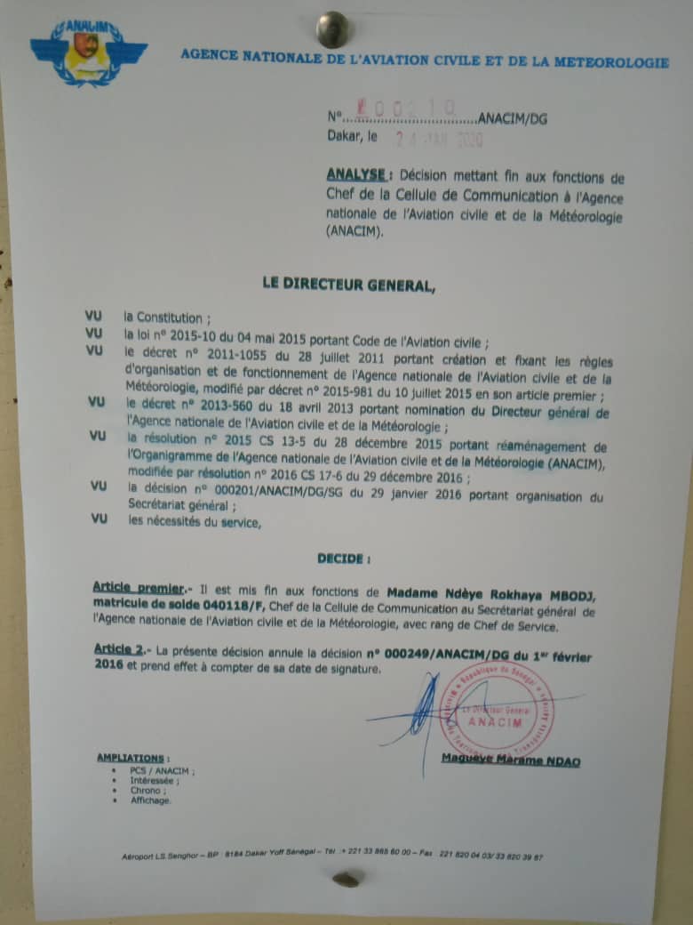 Vents troubles à l'ANACIM: le DG vire son chargé de Com pour un article de presse