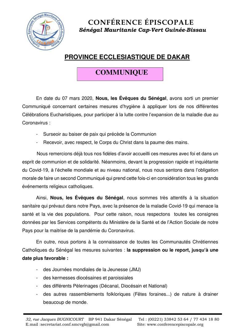 L’Eglise catholique reporte provisoirement tous les rassemblements prévus comme la JMJ 