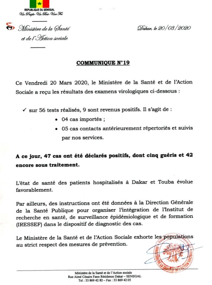 Le point #Covid_19 du jour du ministère de la Santé: 9 nouveaux cas confirmés ce vendredi
