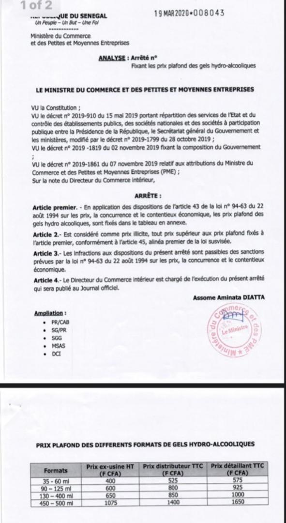 Flambée des prix des Gels hydro-alcooliques: le ministère du Commerce brandit un arrêté et menace