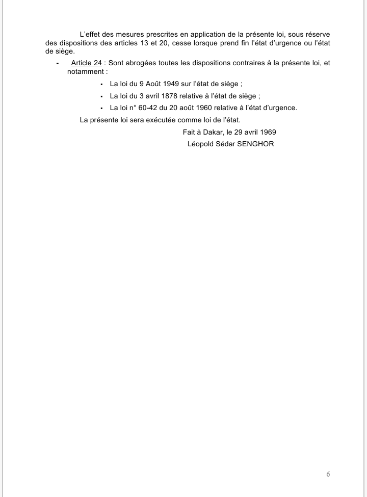 Sénégal: ce que dit la loi à propos de l'Etat d'urgence