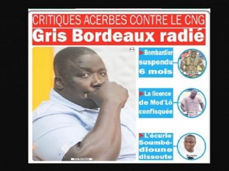 Sanction du Cng : Gris Bordeaux radié, Bombardier suspendu, la licence de Modou Lô confisquée