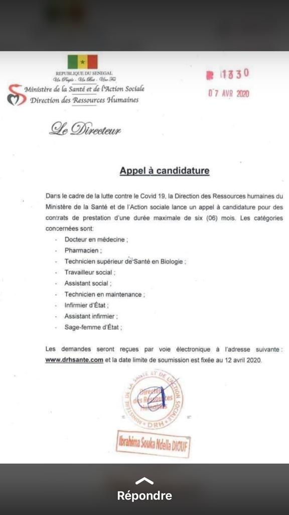 Covid-19 : le ministre de la Santé lance un recrutement massif