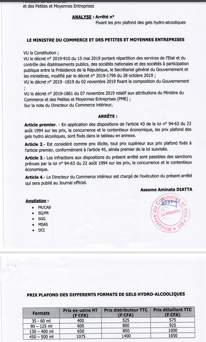 Masque artisanal, prix des gels : le ministre du Commerce prend des mesures et travaille avec son collègue de l’Industrie