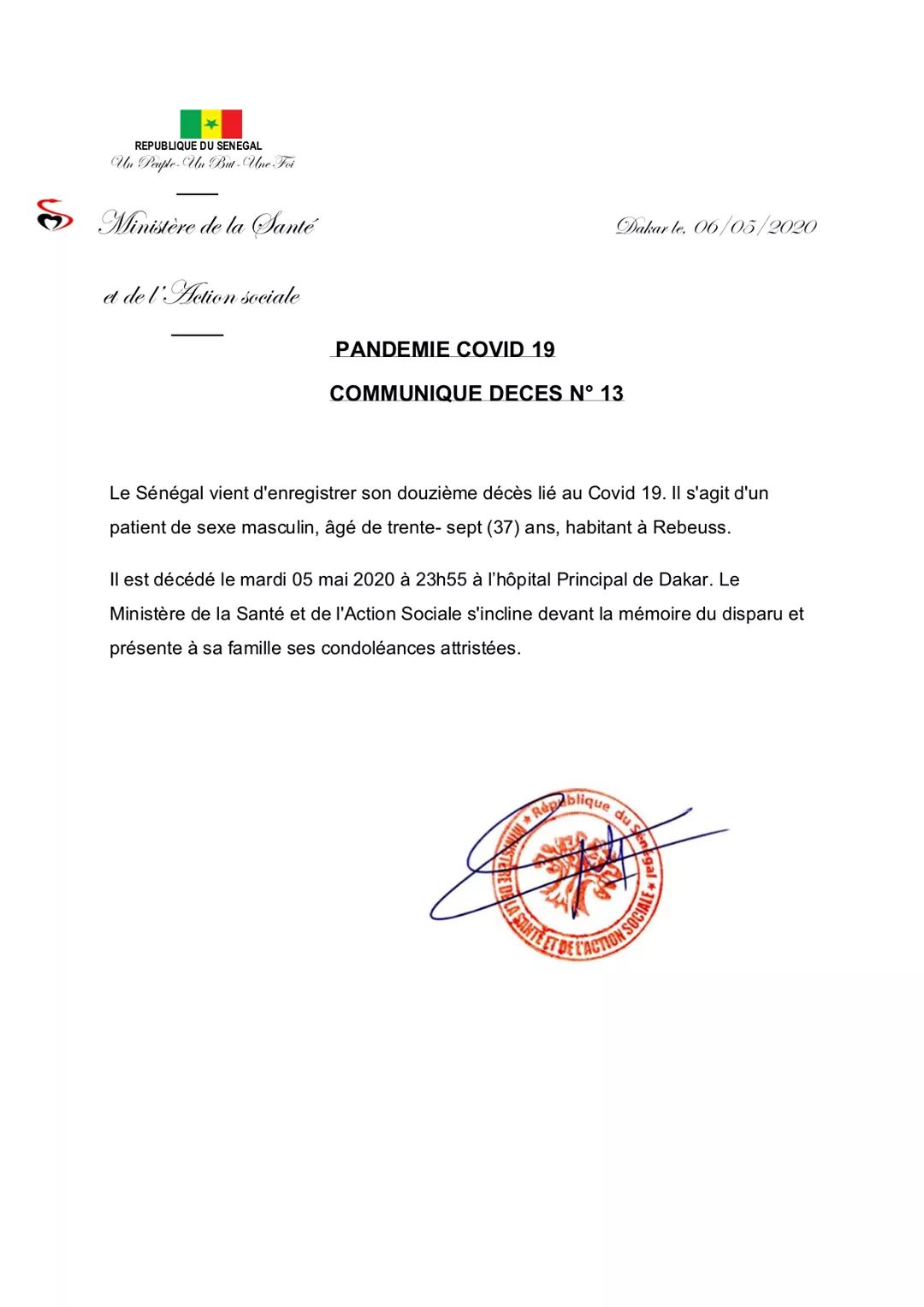 Covid-19 : le Sénégal vient d'enregistrer son 12e décés, un homme âgé de 37 ans