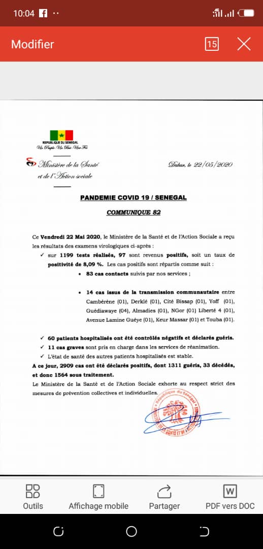 Parmi les 14 cas communautaires enregistrés ce vendredi, 13 sont de Dakar