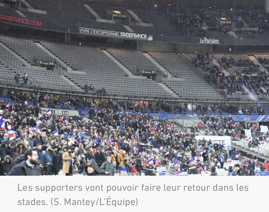 France: Les sports collectifs de nouveau autorisés, réouverture des stades au public à partir du 11 juillet
