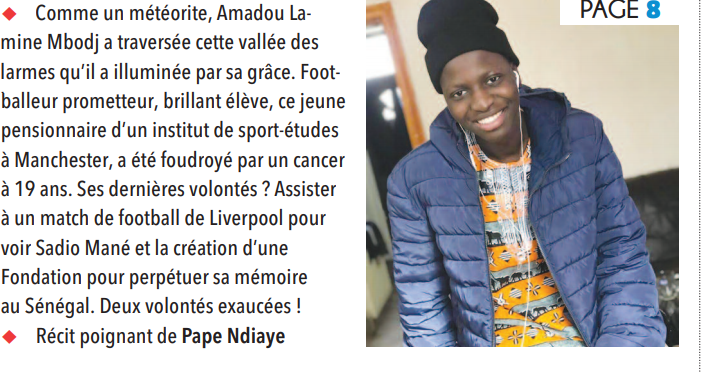 Décès du jeune footballeur Lamine Mbodj à Manchester: le rêve brisé d'une famille des Parcelles Assainies