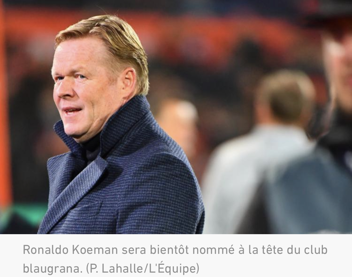 Barça : Josep Maria Bartomeu confirme l'arrivée de Ronald Koeman comme entraîneur