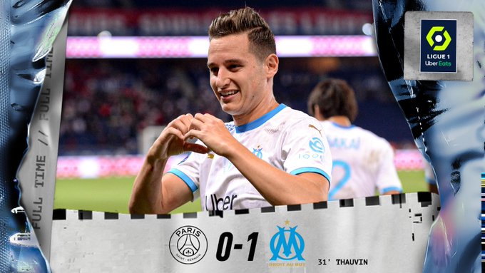 Ligue 1: l'OM gagne à Paris et met fin à la longue série d'invincibilité du PSG contre lui