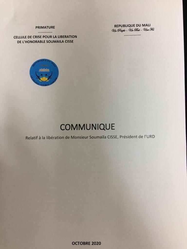 Le Gouvernement malien annonce officiellement la libération de Soumaila Cissé (Communiqué)