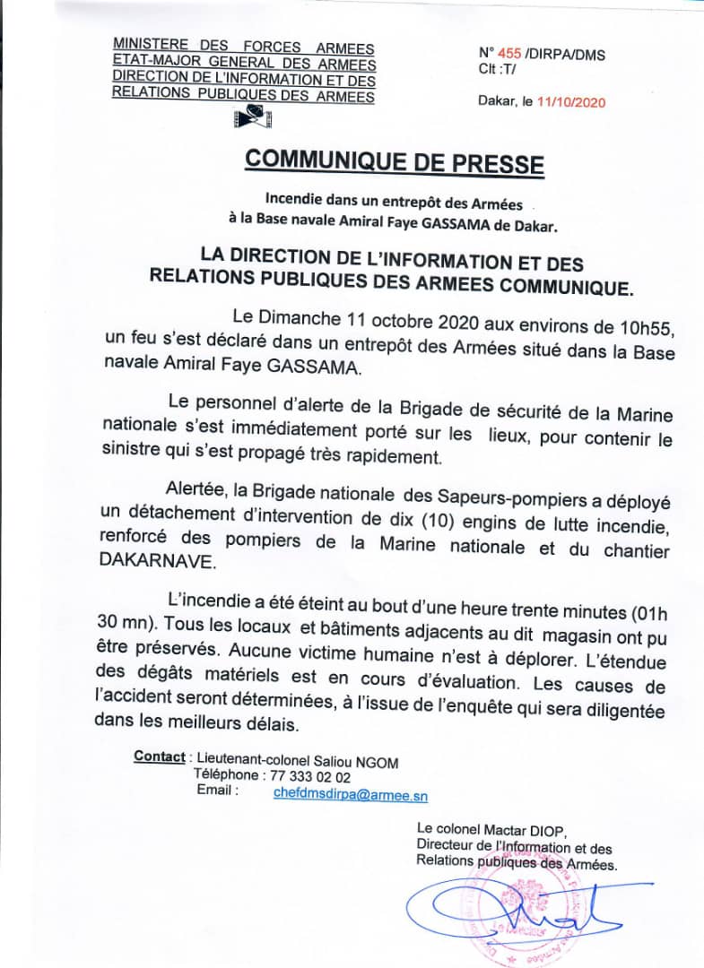 Incendie du hangar de la Marine nationale au Port: la DIRPA fait le point 