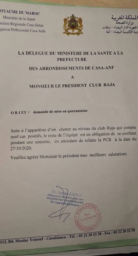 Demi-finale Ligue des champions africaine menacée: 9 joueurs du Raja testés positifs au coronavirus