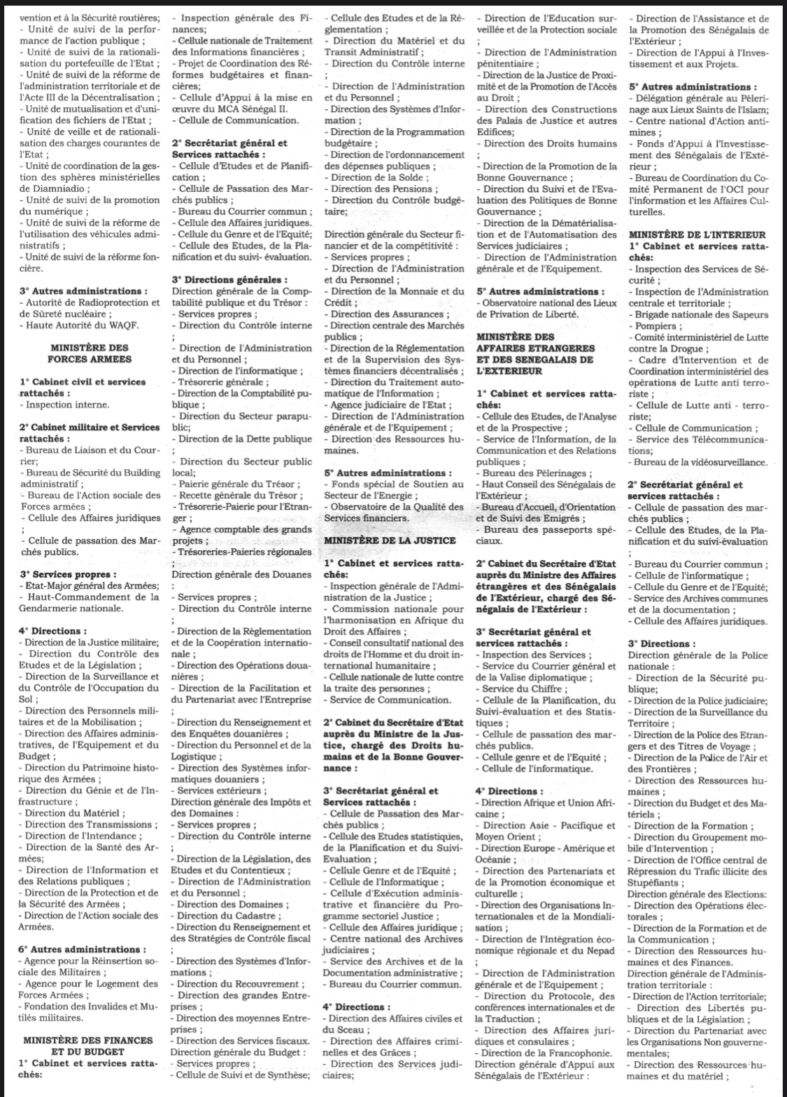 Répartition des services de l’Etat: le gros du pouvoir concentré à Présidence