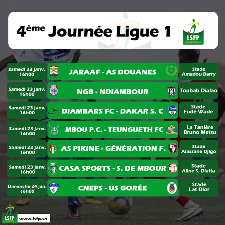 #FootlocalSn - En images...le programme des 4émes journées de Ligue 1 et Ligue 2