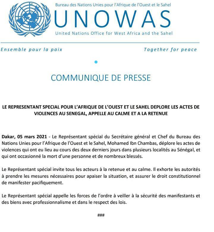 Violences au Sénégal : les  Nations-Unies appellent les autorités à apaiser la situation