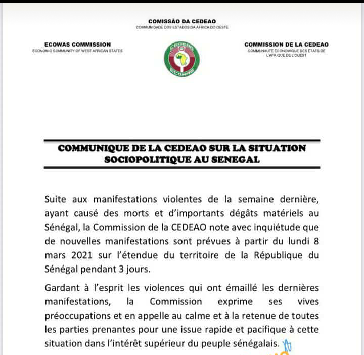 La CEDEAO exprime ses préoccupations suite à l'annonce de nouvelles manifestations