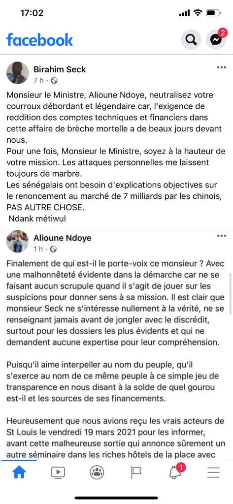 Birahim Seck et le ministre de la Pêche s'écorchent sur Facebook