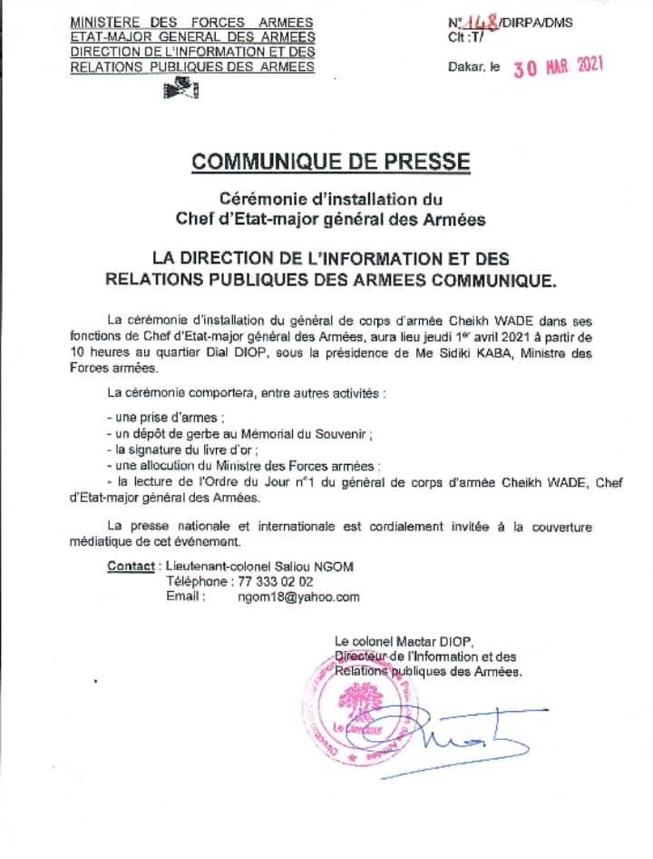 Fête du 04 avril: la DIRPA annonce une célébration dans la sobriété