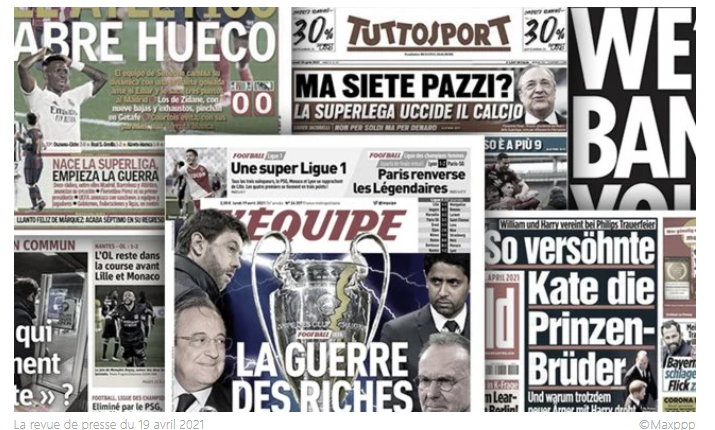 La presse européenne part en guerre contre le projet de Super League