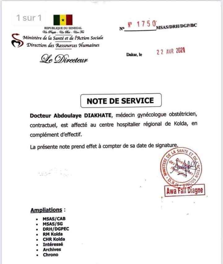 Enfin, un gynécologue affecté à l'hôpital régional de Kolda