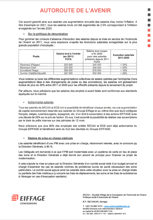 Grève des délégués du personnel de l’Autoroute à péage : le directeur Xavier Idier brandit des éléments phares de sa politique sociale