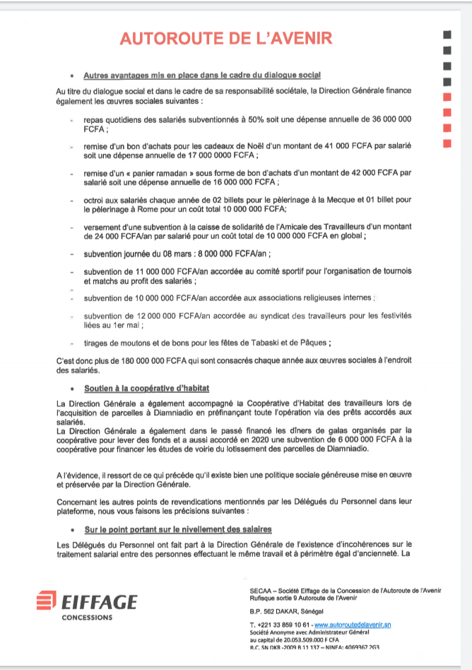 Grève des délégués du personnel de l’Autoroute à péage : le directeur Xavier Idier brandit des éléments phares de sa politique sociale