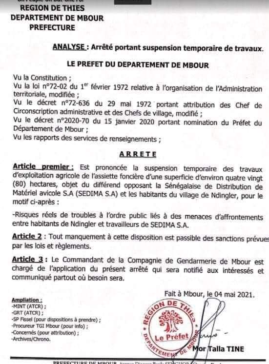Ndingler: le Préfet de Mbour arrête Babacar Ngom Sedima