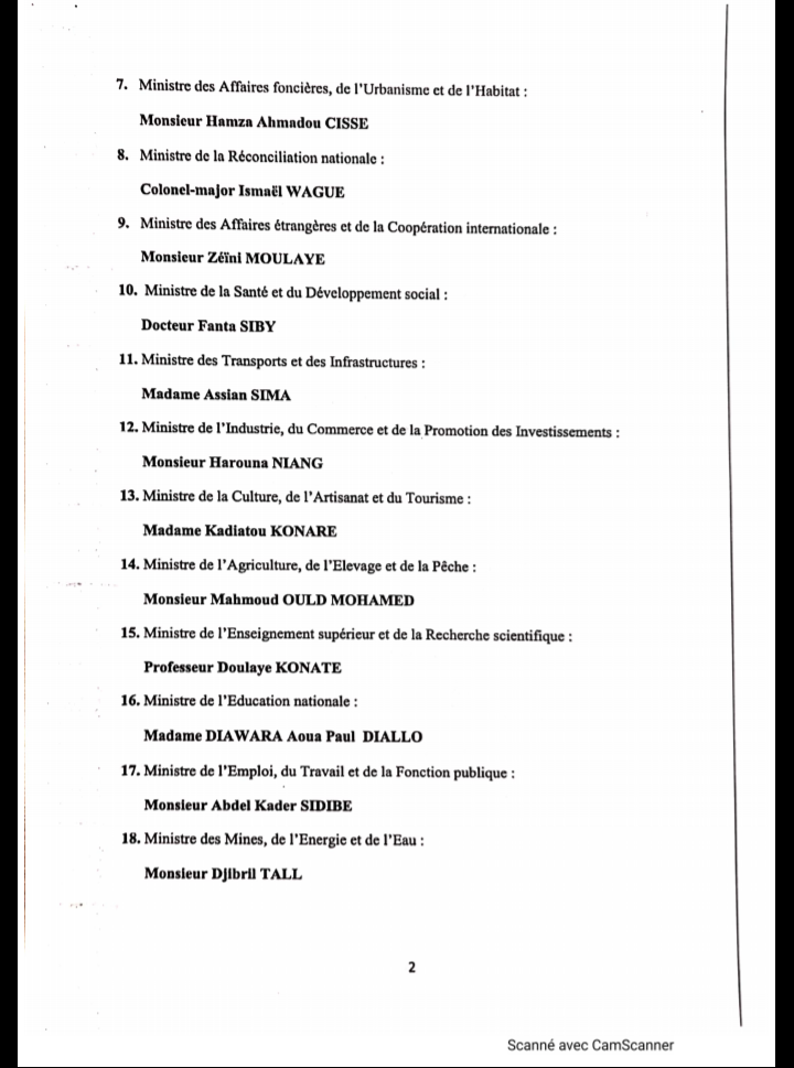 Mali: formation d'un nouveau gouvernement composé de 25 ministres