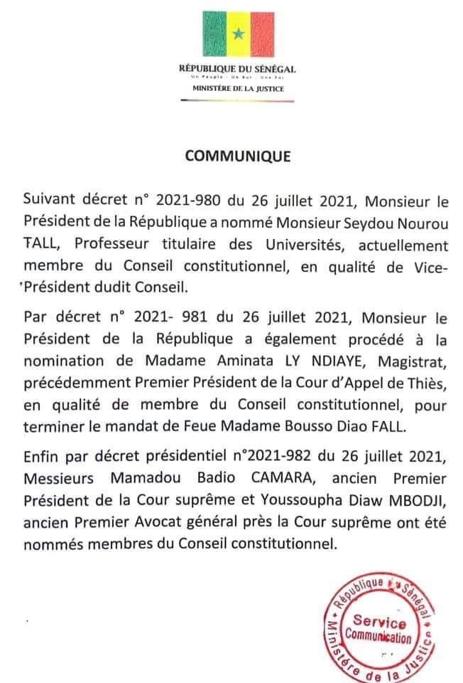 Conseil constitutionnel: Macky nomme 3 nouveaux sages dont Mamadou Badio Camara
