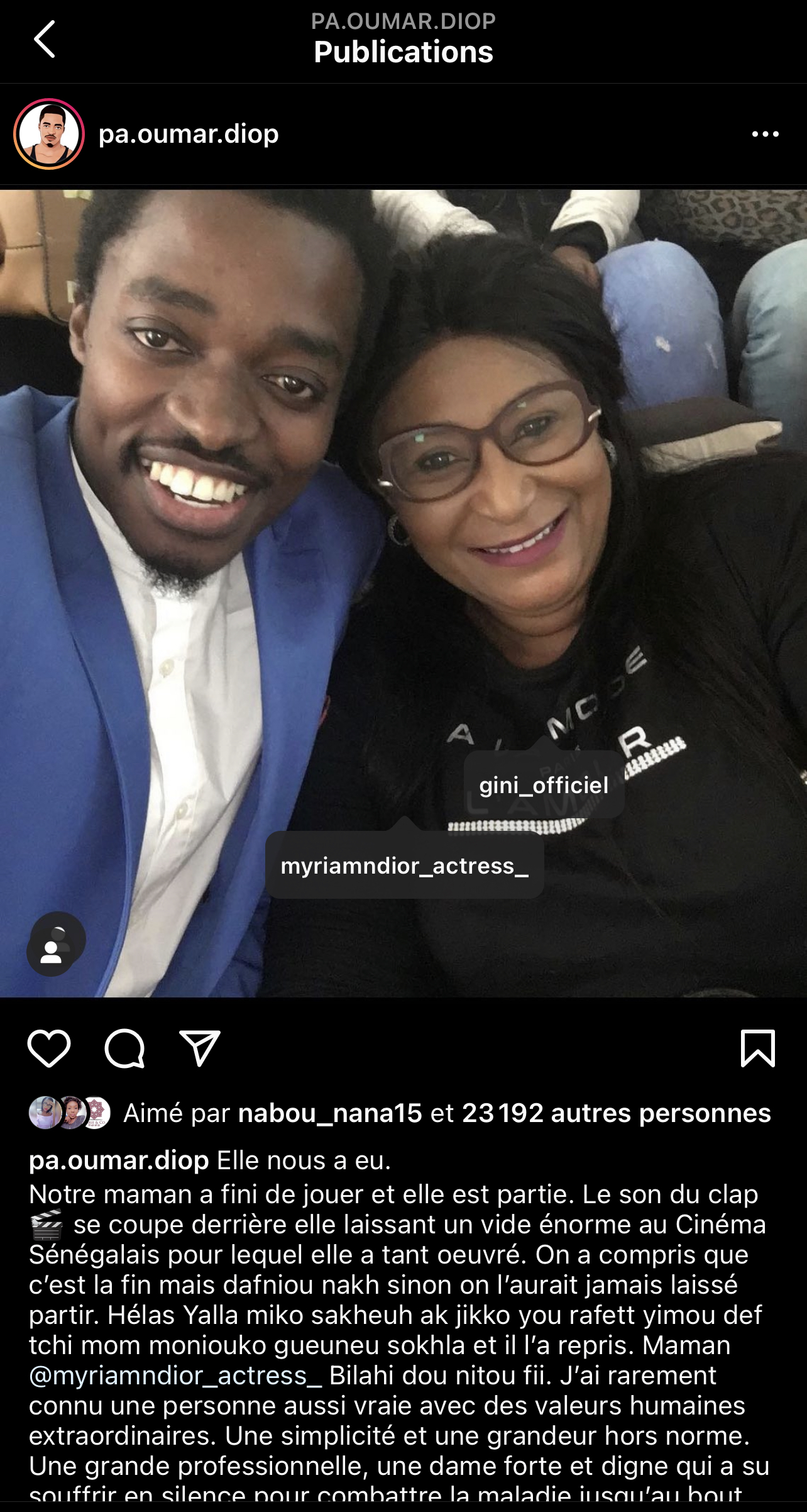 Décès de l'actrice Myriam Ndior: la toile pleure son artiste 