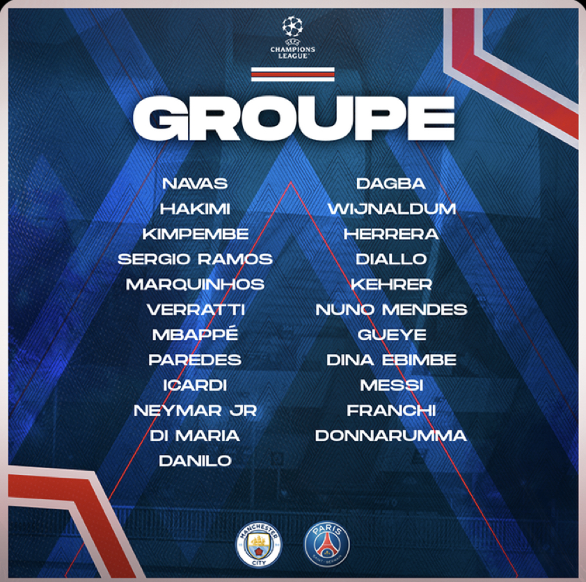 Groupe du PSG contre Manchester City: la grande première de Sergio Ramos