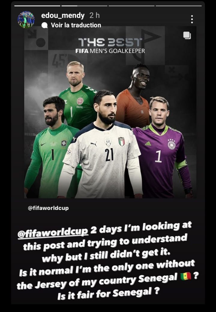 Édouard Mendy pousse un énorme coup de gueule après la photo des meilleurs gardiens de l'année publiée par la FIFA 