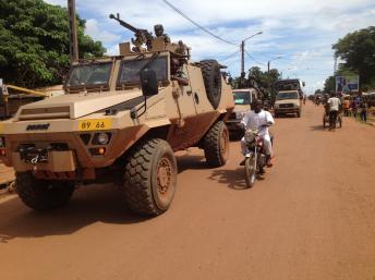 Patrouille de la Fomac à Bangui. Laurent Correau / RFI