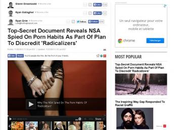 Les internautes islamistes radicaux surfent sur des sites pornographiques, la NSA s'en sert pour les discréditer. Capture d'écran du Huff Post