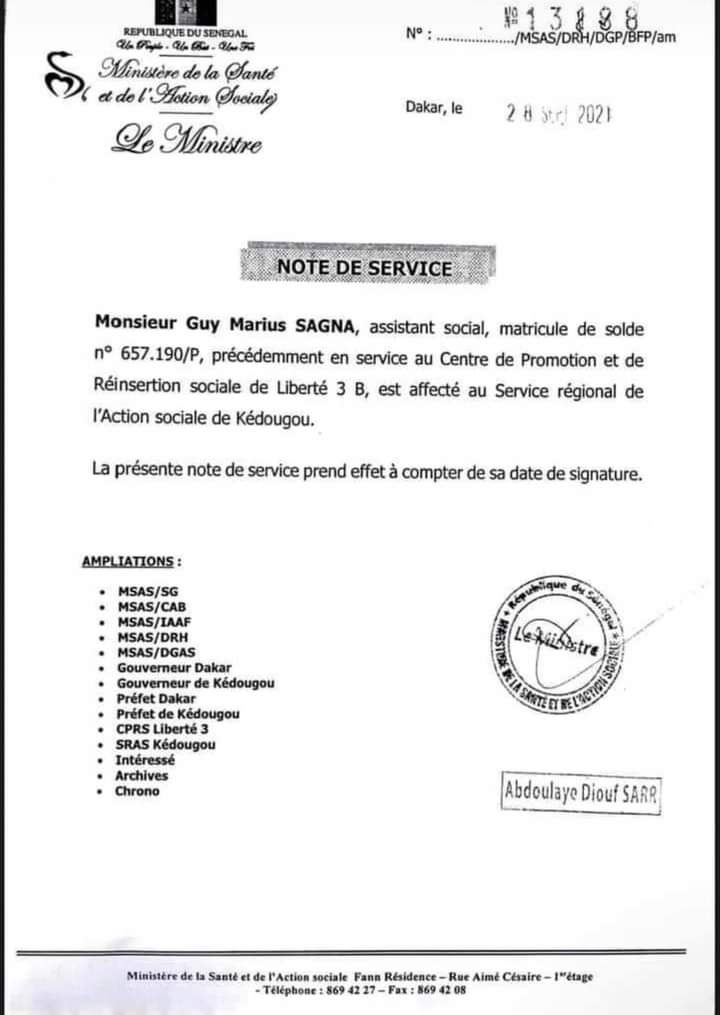 L'activiste Guy Marius Sagna affecté à Kédougou