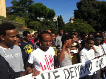 Manifestation de réfugiés érythréens en Israël. © Mathilde Auvillain