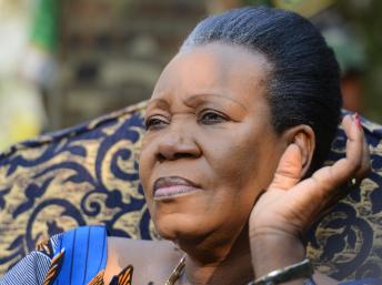 La présidente centrafricaine de la transition Catherine Samba-Panza lors d'une conférence de presse à Bangui, le 21 janvier 2014. AFP PHOTO / ISSOUF SANOGO