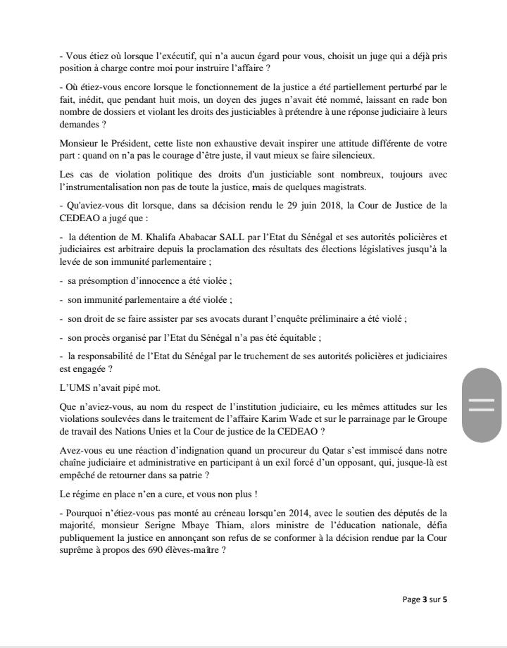 La réplique salée de Ousmane Sonko à l'Union des magistrats du Sénégal