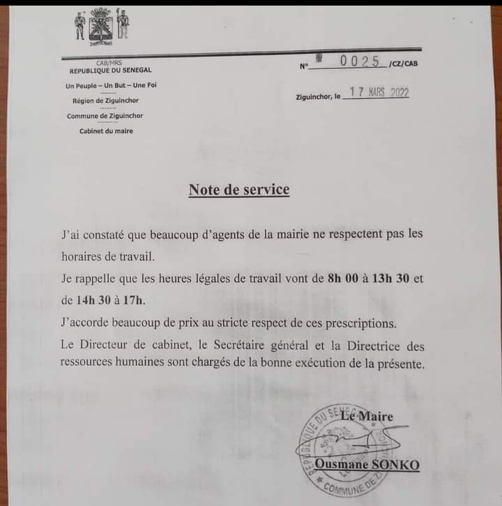 Non-respect des heures de travail à la mairie de Ziguinchor : Ousmane Sonko met en garde ses agents