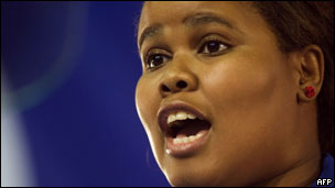 Lindiwe Mazibuko, leader de l'Alliance Democratique en Afrique du Sud le 14 Mai 2013