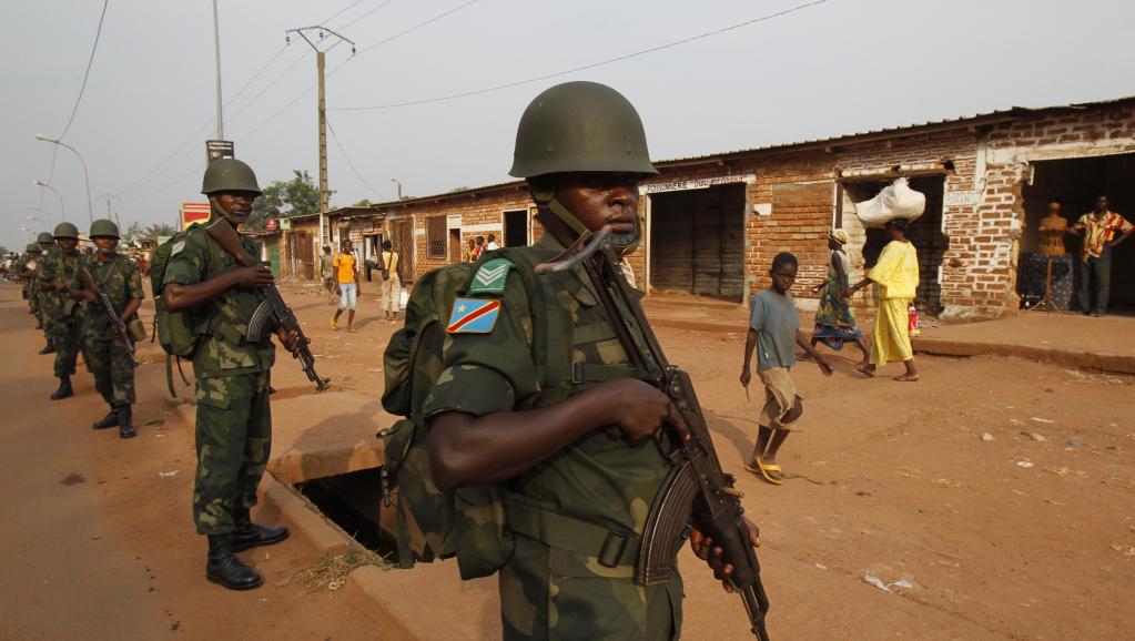 Des soldats congolais membres de la force africaine en Centrafrique. Bangui, le 12 février 2014. REUTERS/Luc Gnago