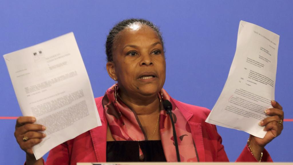 Christiane Taubira, lors de la conférence de presse du 12 mars 2014.