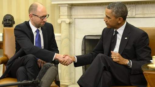 Le Premier ministre ukrainien Arseni Iatseniouk et Barack Obama