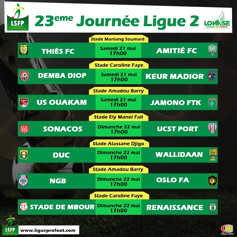 Ligue 2 : Sonacos défie Port, Stade de Mbour pour enfoncer la Renaissance de Dakar