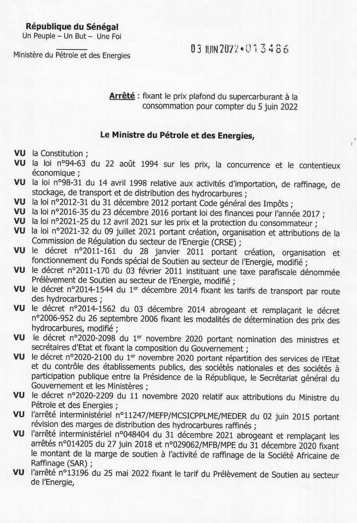 Sénégal : le ministre du Pétrole annonce la hausse du prix du carburant