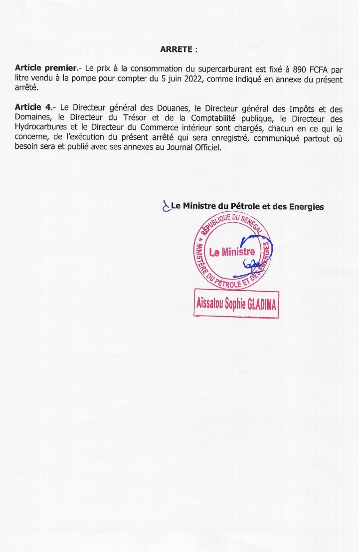 Sénégal : le ministre du Pétrole annonce la hausse du prix du carburant