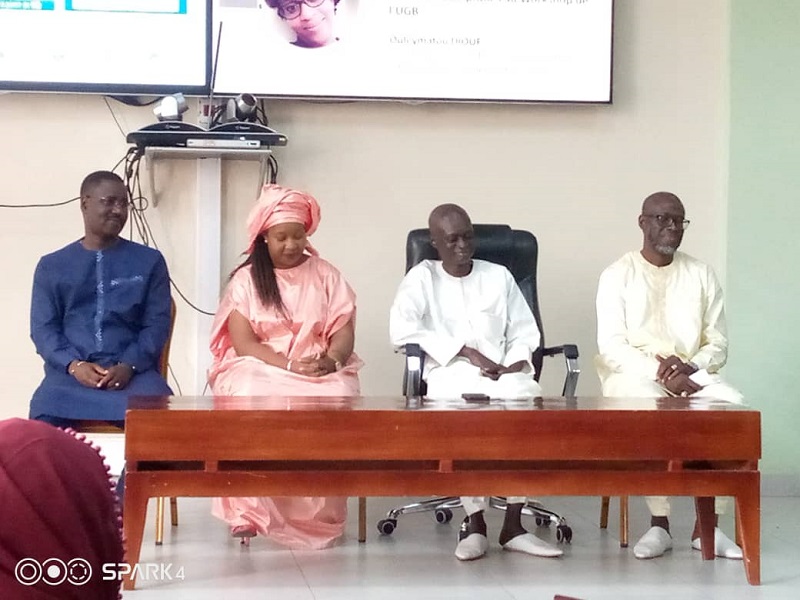 Massamba Mbaye, enseignant-chercheur, Diabou Bessane, Pr Moussa Lo, Coordonnateur UVS,  Aboubekr Thiam, Responsable de la Formation Multimédia, Internet et Communication à l'UVS