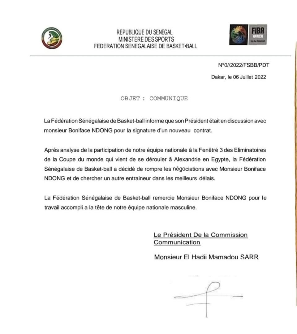 Entraineur des "Lions" : La Fédération sénégalaise de basket-ball se sépare de Boniface Ndong
