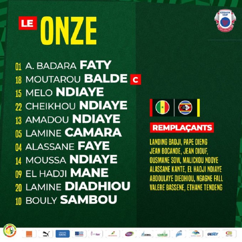 Coupe COSAFA : le onze de départ des « Lions » du Sénégal contre l’Eswatini